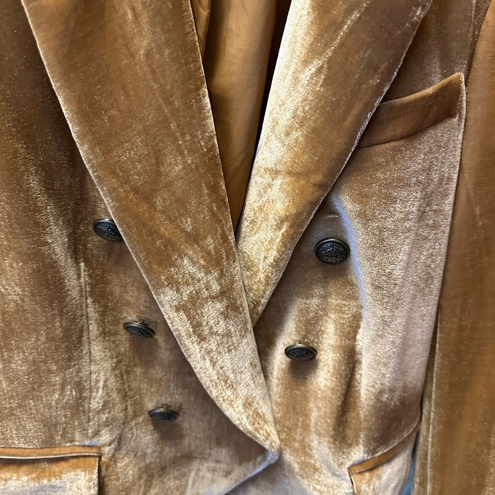 Velvet Double-Breasted Blazer